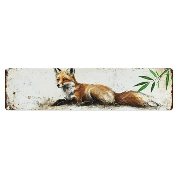 Retro Fox Tin Sign Vintage Metal Sign Office Living Room Bar Coffee Wall Art Decor 4x16inch