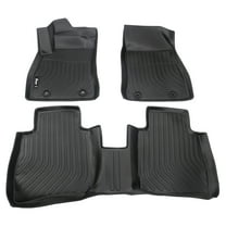 Ikon Motorsports Floor Mats Compatible With 2013-2019 Nissan Sentra, 3D Molded Custom Carpets 1st 2nd Row Front Rear Protection 3PC Pad Black TPE Thermo Plastic Elastomer All Weather Liner Protector