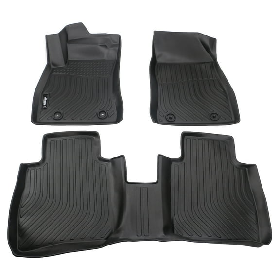 Ikon Motorsports Floor Mats Compatible With 2013-2019 Nissan Sentra, 3D Molded Custom Carpets 1st 2nd Row Front Rear Protection 3PC Pad Black TPE Thermo Plastic Elastomer All Weather Liner Protector
