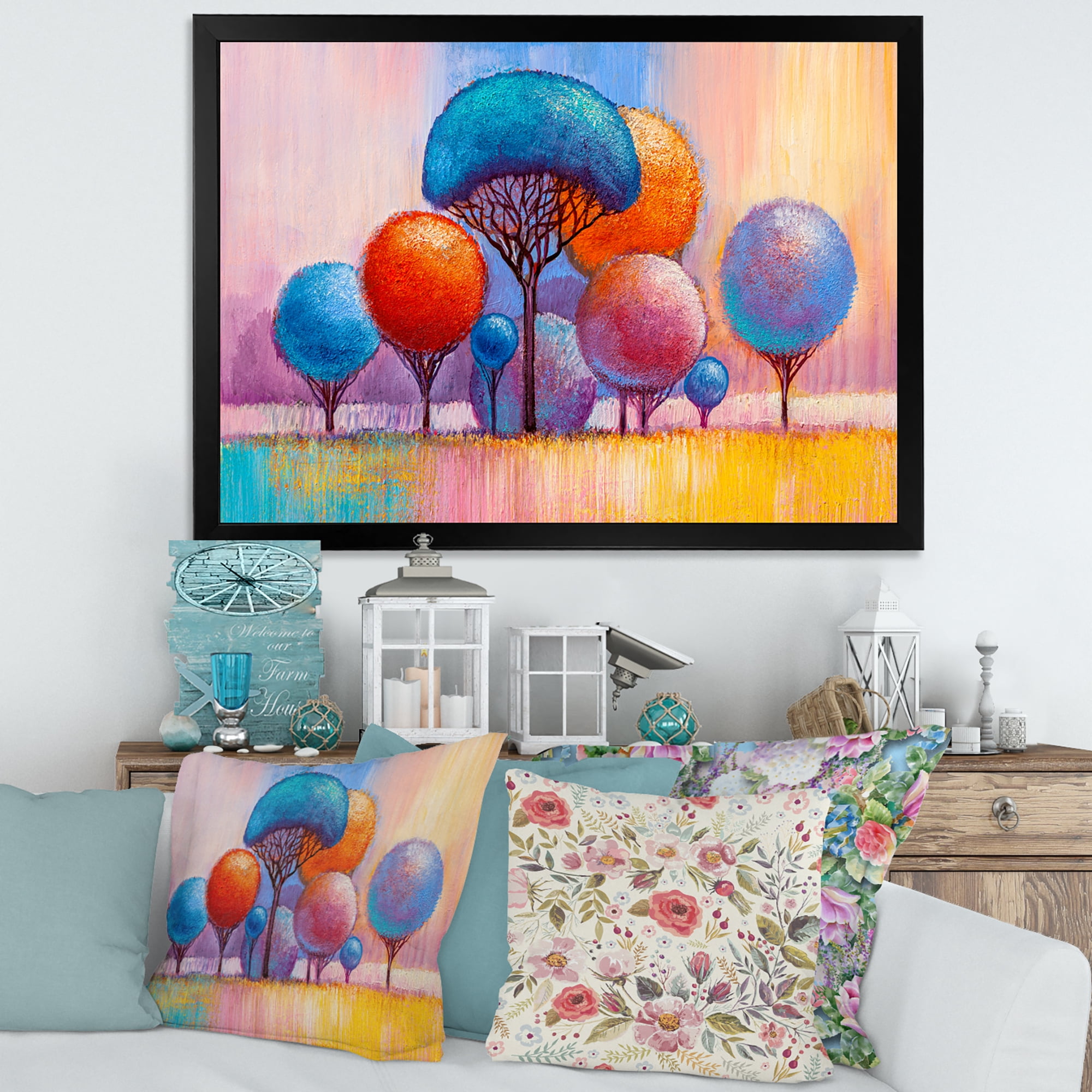 Designart 'Autumn Colorful Fantasy Trees II' Modern Framed Art Print
