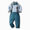 thumbnail image 2 of 12-18 Months Infant Baby Boy 2Pcs Long Sleeves Gentleman Outfit Clothes Sets 9 12 18 Months 2T 3T 4T 5T 6T Formal Bowtie Shirt Suspender Pants Wedding Dress Suits Toddler Boys Winter Clothes,Green, 2 of 5