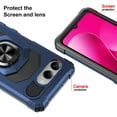 thumbnail image 7 of TJS for T-Mobile REVVL 8 Phone Case, with Tempered Glass Screen Protector, [Military Grade] Robotic Magnetic Support Car Mount Metal Ring Holder Kickstand Cover (Blue), 7 of 7