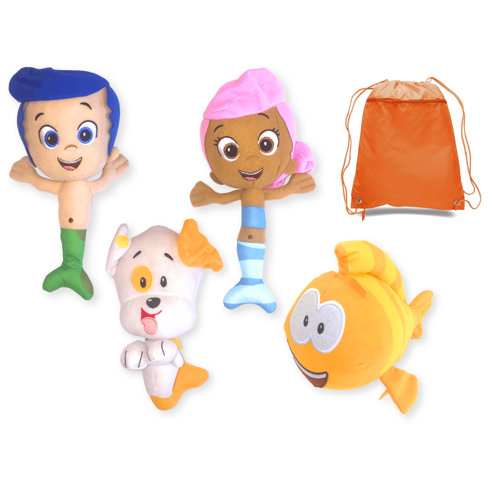 Bubble Guppies Toys Set of 4 Plush with Bag, Includes Molly, Gil, Mr