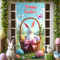 thumbnail image 6 of Bunny Design Easter Banner Colorful Eggs Happy Easter Display Floral Cross Spring Flowers Easter Party Backdrop for Easter Party Church Event Spring Celebration, 6 of 9