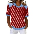thumbnail image 2 of jobturf Womens Tops Trendy Color Block Polka Dots T Shirts Casual Loose Breathable Basic Tees Beach Vacation Summer Blouses S-XXXL, 2 of 5