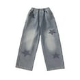 thumbnail image 2 of YunPes Boy's Star Baggy Jeans Teen Boys Straight Wide Leg Denim Pants with Pocket Y2K Hip Hop Streetwear Cargo Pants Patchwork Jeans, 2 of 7