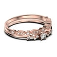 thumbnail image 2 of ZigZag Style 1.10 Carat Round Cut Diamond Moissanite Unique Style Engagement Ring, Slim Ring, Wedding Ring in 925 Sterling Silver With 18k Rose Gold Plating, Bridal Set, Matching Band, 2 of 4