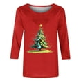 thumbnail image 4 of Otvok Womens Tops Casual Round Neck Christmas Printed Blouse 3/4 Sleeve T-Shirt for Summer, 4 of 6