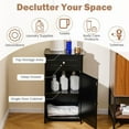 thumbnail image 3 of RONG-3 Bathroom Floor Cabinet, Single Door Side Storage Cabinet with Drawer, Wooden Storage Organizer for Bathroom, Living Room, Entryway,Black, 3 of 9