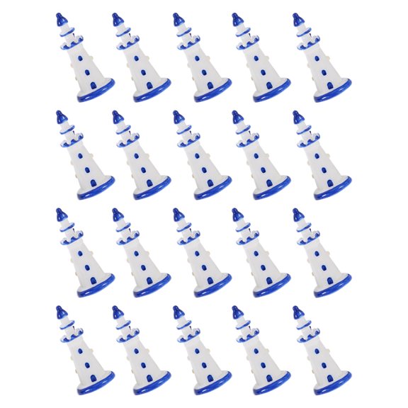 Raindrops 20Pack Nautical Mini Ornaments Blue Resin Lighthouse Shape Home Decoration DIY Enthusiasts