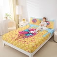 thumbnail image 3 of Castle Fairy Baseball Print Queen Sheets 4 Pieces, Ice Cream Cone Pattern Queen Sheet Sets, Pink Blue Yellow,1 Fitted Sheet, 1 Flat Sheet and 2 Pillowcases, 3 of 6