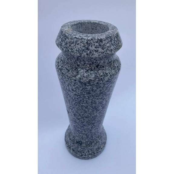 Turned Granite Vase Polished 4" x 10" Gray