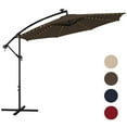 thumbnail image 1 of Gymax 10 FT Offset Patio Umbrella Solar Powered Cantilever Umbrella w/ 112 LED Lights Coffee, 1 of 10