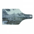 thumbnail image 1 of Winter Cutting Board, Nordic Snow Nature Lake Idyllic Finland Icy Cold Forest Scandinavian Landscape, Tempered Glass Cutting and Serving Board, Wine Bottle Shape, White Dark Taupe, by Ambesonne, 1 of 1