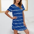 thumbnail image 2 of Women's Nightdress Cotton Sleep Short Sleepwear Sleeves Sleepshirt Knit Stripes Nightshirt T-Shirt Nightgown, 2 of 4