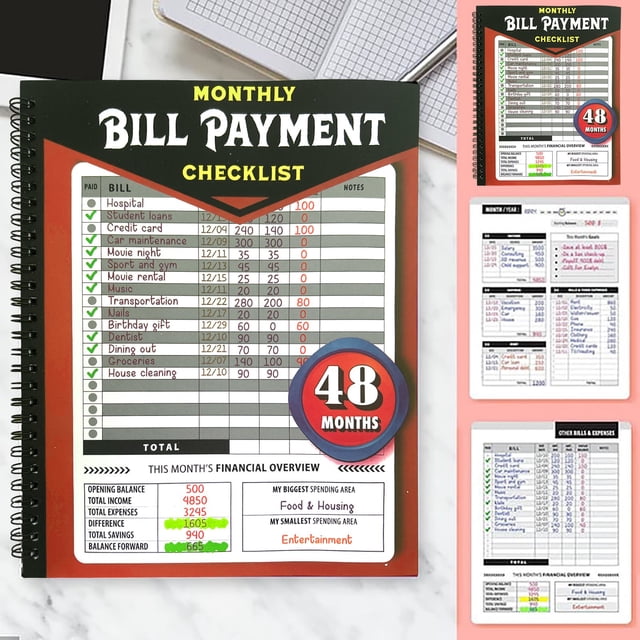 AKEGAMN Clearance! Monthly Bill Payment Checklist: Bill Notebook The 4 Year For Families & 960 Billing Records Included! User-Friendly Design: The simple, intuitive layout allows for easy input of a