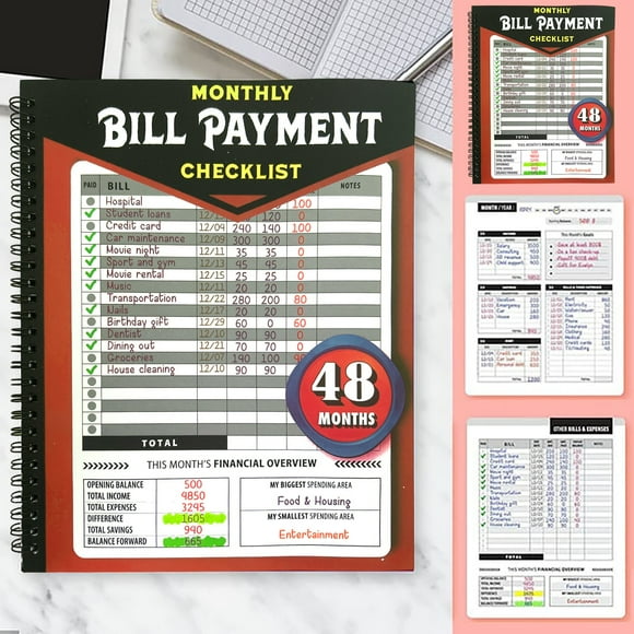 AKEGAMN Clearance! Monthly Bill Payment Checklist: Bill Notebook The 4 Year For Families & 960 Billing Records Included! User-Friendly Design: The simple, intuitive layout allows for easy input of a