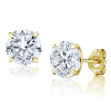Swarovski Crystal Filigree Earrings - Jewelers 14K Gold 6MM Round-Cut Stud Earrings made with Crystals Swarovski BOXED