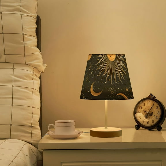 Sun and Moon Stars Waves LED Desk Lamp Table Lamp USB Bedside Nightstand Small Lamp for Bedroom Living Room Kids Room
