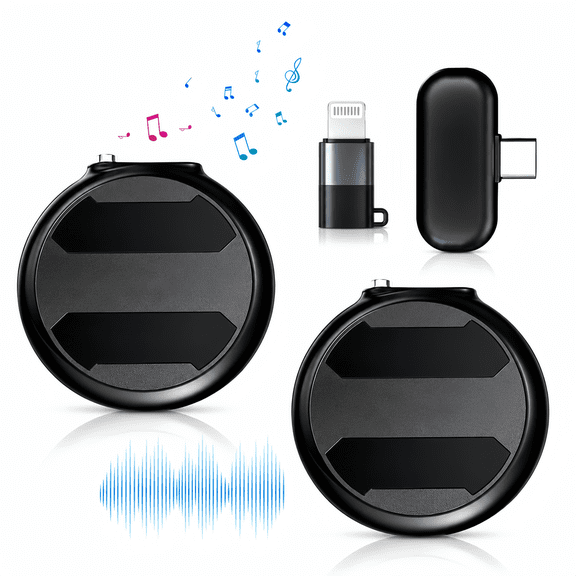 QINIUXO 2 Pack Wireless Lavalier Microphone for USB-C Devices, Mini Clip-On Lapel Mic with Noise Reduction for Video Recording, Streaming, Interviews, Podcast, Vlog & Content Creation