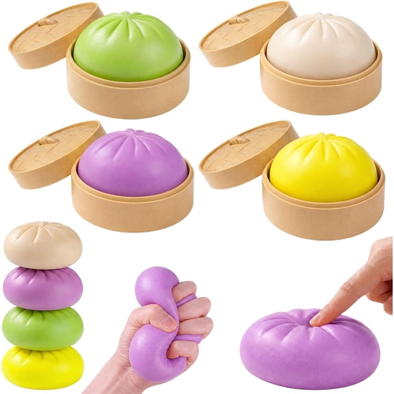 Dumpling Squishy Mystery Box, Stress Relief Squeeze Bun, Malleable Desktop Fidget Sensory Toys