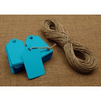 100 Pcs Heart Punched Rectangular Hang Tag Wedding Favor Blank Tags with Free Natural Jute Twine - Colours Available