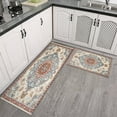 thumbnail image 3 of Boho Light Blue Carpet Rugs and Mats Non Skid Washable Absorbent Microfiber Soft Kitchen Mat for Floor Set Of 2 Decor Stain Resistant 17"x47"+17"x30", 3 of 7