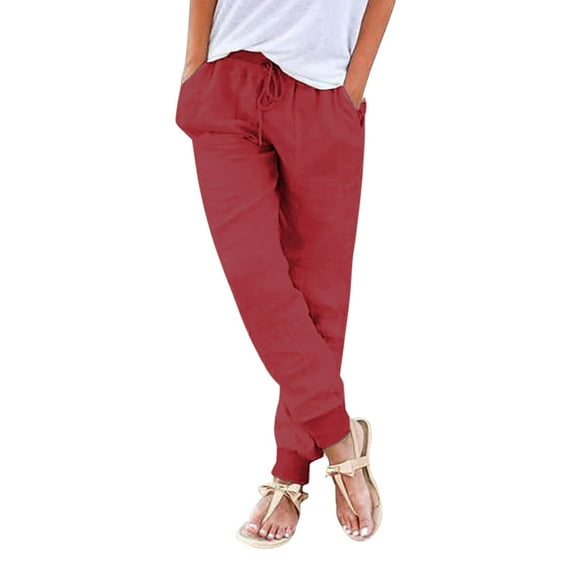 TSADFHJI Black Skirt Women Winter Womens Pants Drawstring Back Elastic Waist Pants Casual Trousers with Pockets S Red