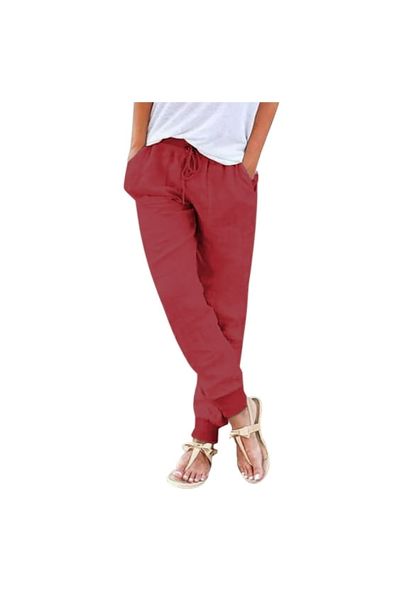 Pants for Women Dressy Bottoms Women Athletic Pants Work plus Size Linen Petite Petite Trousers for Short Casual Comfy Business Casual Outfit Long RD2 M