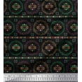 thumbnail image 1 of Soimoi Black Cotton Voile Fabric Damask & Wreath Ethnic Decor Fabric Printed Yard 42 Inch Wide, 1 of 1