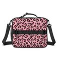 thumbnail image 2 of Black and Pink Leopard Print Insulated Lunch Bag with Shoulder Strap and Bottle Holder,Bento School Lunch Bag Box,11x9.5x3.5 Inches, 2 of 5