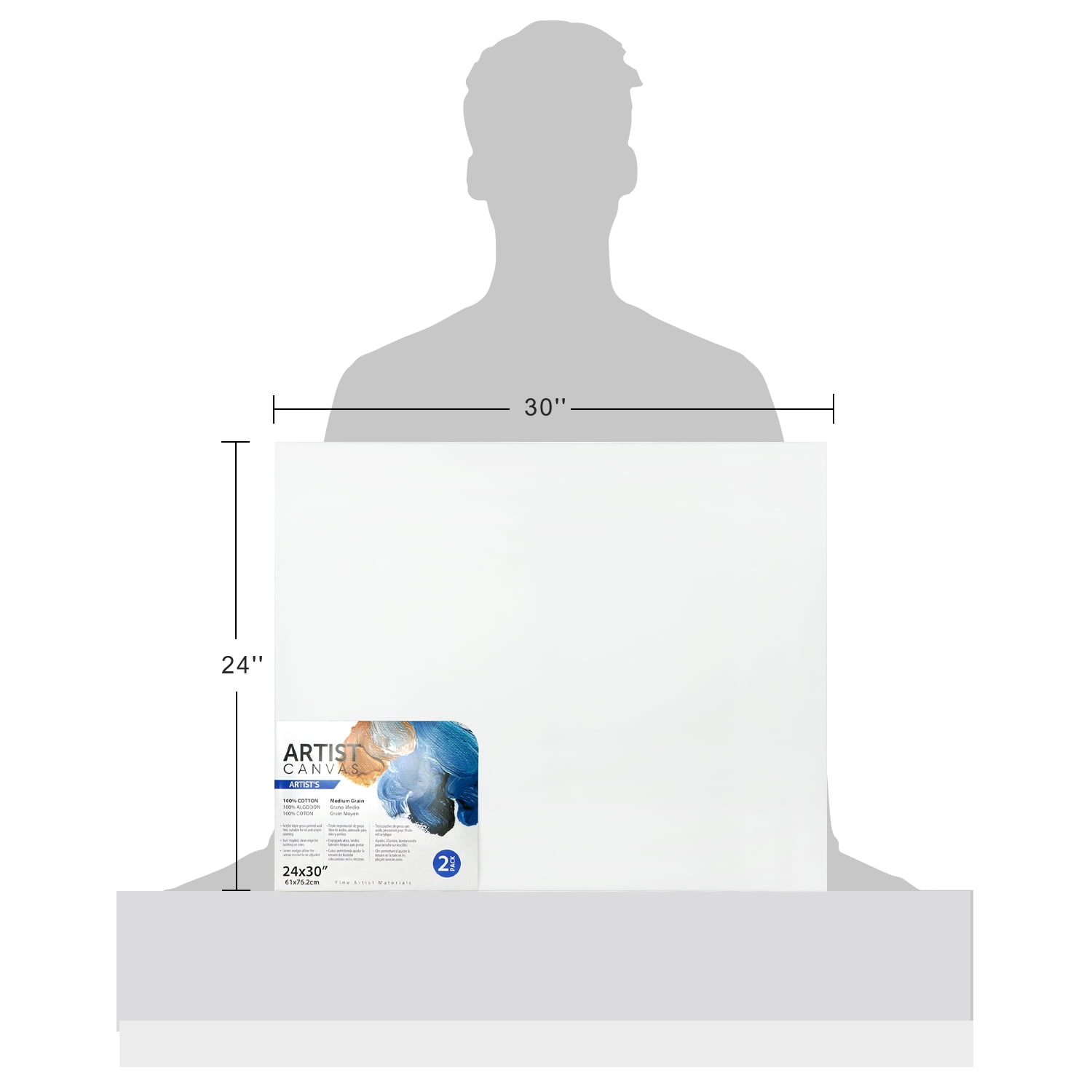 (3 pack) Artist Stretched Canvas, 24"X30", 2 Pack, 100% Cotton Acid Free, White, Deluxe Canvas, For All Skill Levels
