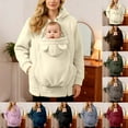 thumbnail image 4 of mgoYE Women's Zip Up 3 in 1 Maternity Ba’by Wearing Hoodie Sweatshirt Jacket(Beige,M), 4 of 9
