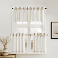 thumbnail image 3 of NICETOWN Short Curtains for Bedroom, Taupe Striped Patterned Linen Curtains Rod Pocket Farmhouse Light Filtering Semi Sheer Linen Curtains for Kitchen, 26"x24", 2 Panels, 3 of 7