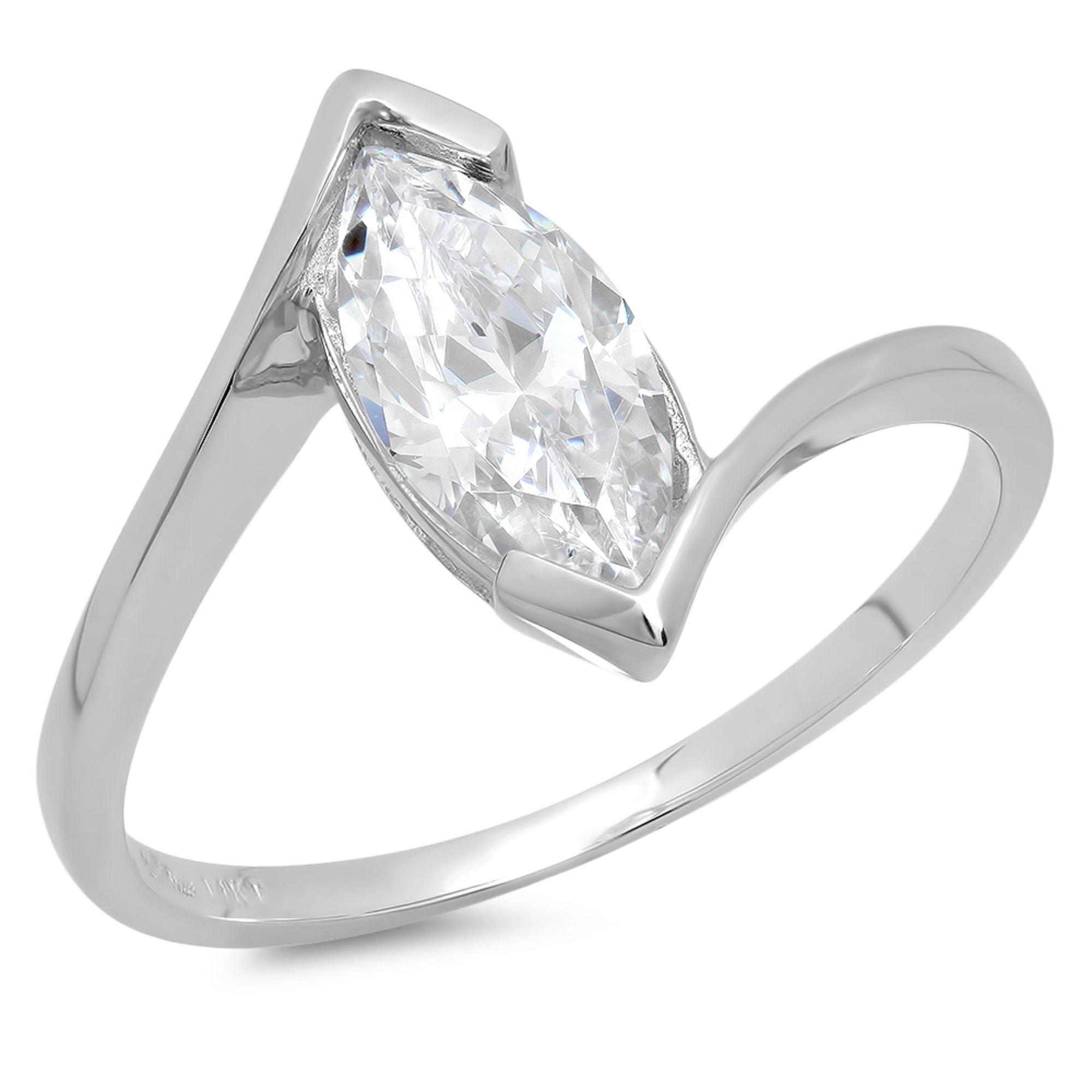 Details about   2 ct Marquise Rope Statement Bridal Classic Ring 14k White Gold White Sapphire 