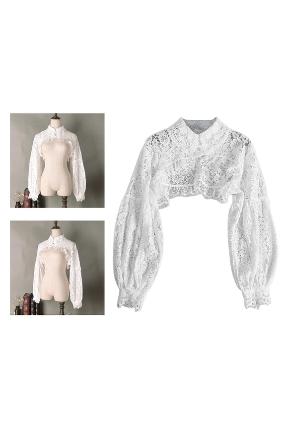 Fashion White Turn-down Lace Collar Women Detachable Collar Half Shirt Blouse Perfect for Sweaters and Collarless Clothes