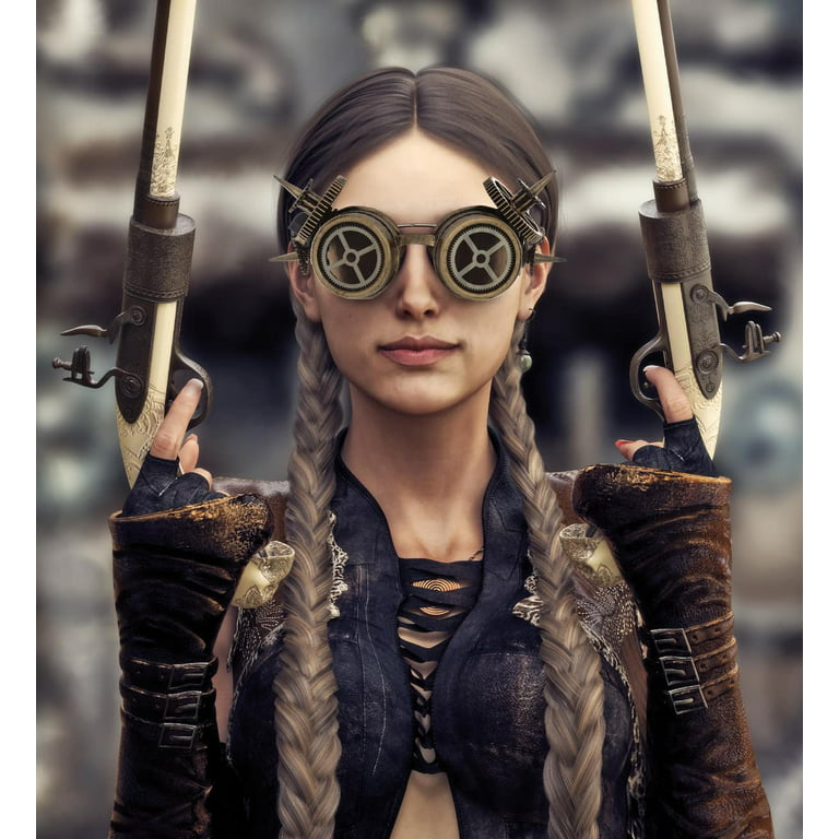 Attitude Studio Steampunk Goggles Steam Punk Glasses Lens Cosplay Costume -  Gold