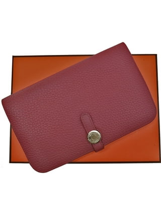 Hermes Red Evergrain Calfskin Leather Bi Fold Wallet