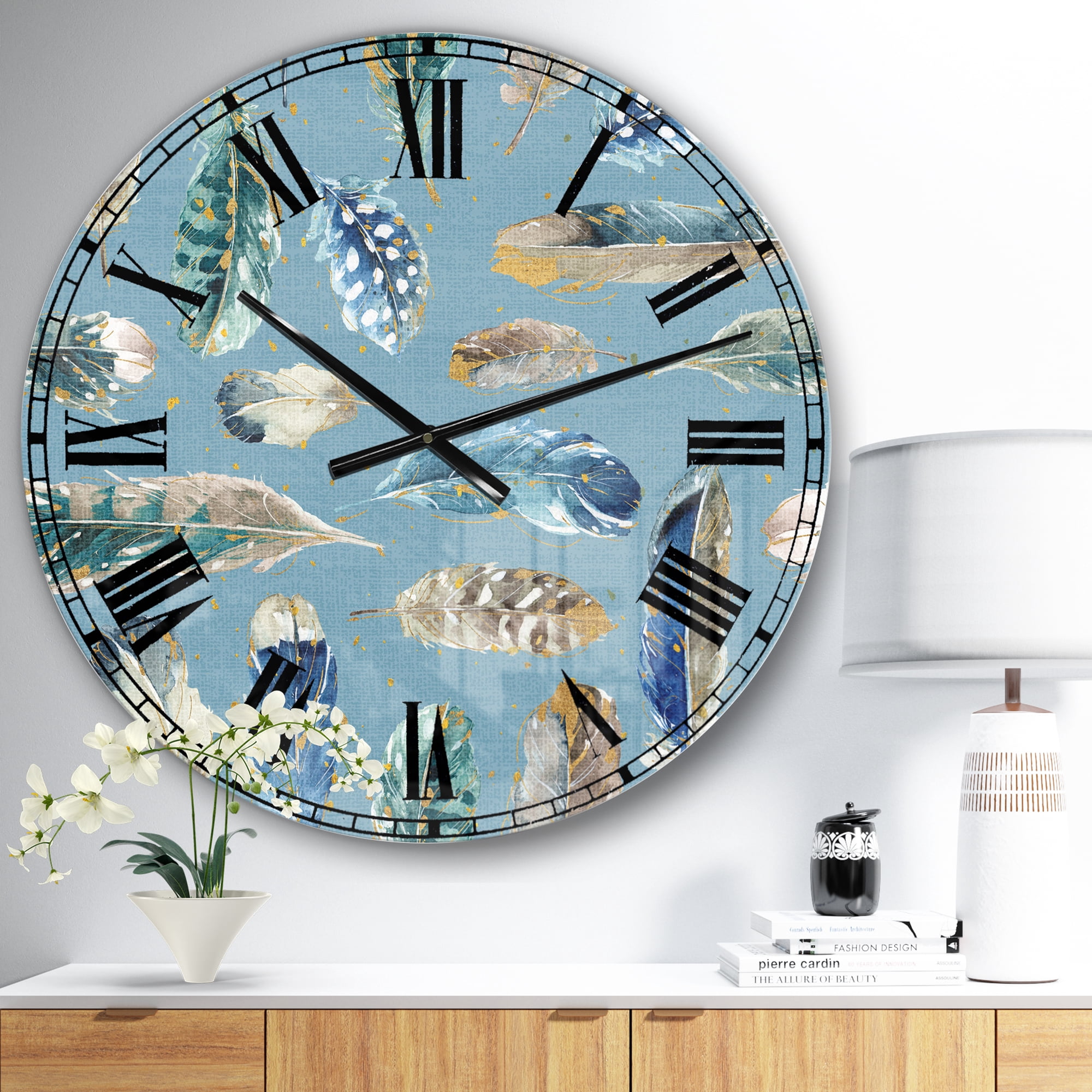 Designart Oversized Multicolor Analog Round Modern Traditional Wall Clocks, CLM30950-C23