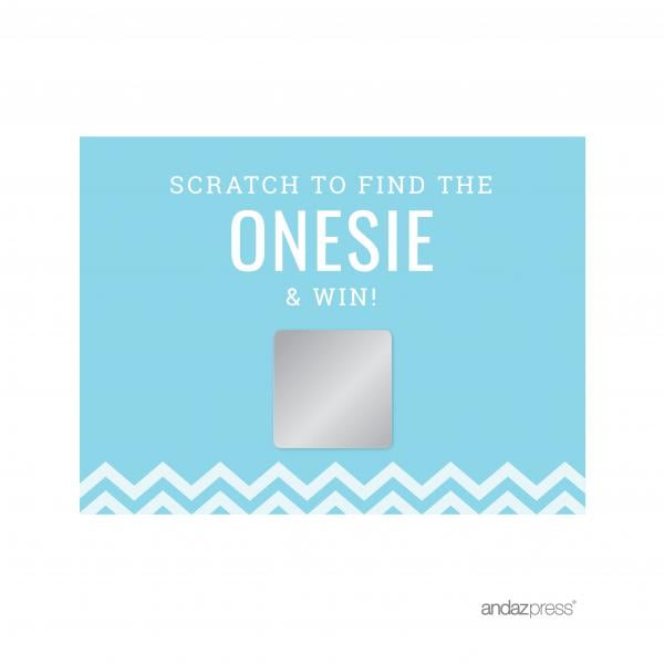 Scratch Off Game Cards Baby Blue Chevron Baby Shower Games, 30-Pack