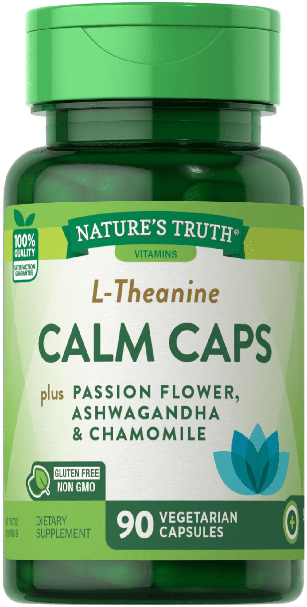 L Theanine Calm Caps 90 Veggie Capsules With Ashwagandha, Passion Flower and Chamomile Vegan