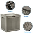 thumbnail image 4 of Dextrus 32 Gallon Deck Box, Indoor Outdoor Storage Box for Patio Furniture, Pool Accessories, Garden Tools,, Waterproof Resin Rattan with Lockable Lid and Side Handles (Brown), 4 of 6
