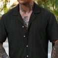 thumbnail image 4 of Men's 2 Pieces Outfits Summer Beach Set See Through Sheer Short Sleeve Shirts and Shorts Sets, 4 of 6