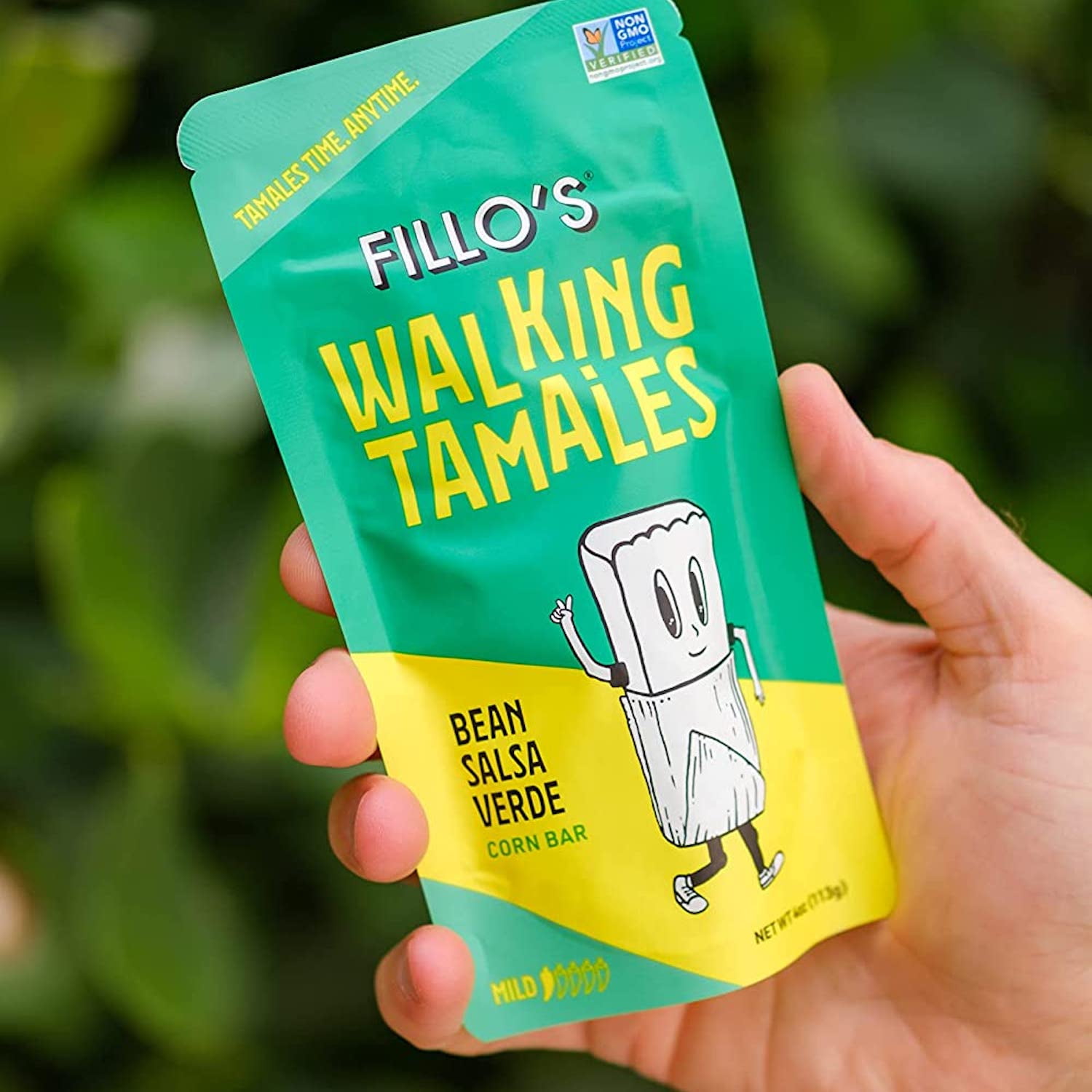 (2 pack) FILLO'S Walking Tamales Bean Salsa Verde Tamale, 4 oz Plastic Pouch, (Shelf-Stable)