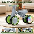 thumbnail image 3 of JoyStone Toddler Balance Bike with Light-Up Wheels, No Pedal Baby Balance Bike with 4 Silent Wheels, Adjustable Seat, First Ride-On Toy for 1 Year Old Boys Girls, White&Green, 3 of 11