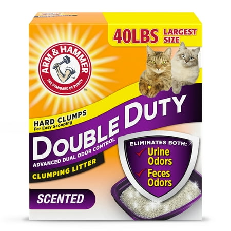 ARM & HAMMER Double Duty Cat Litter, Advanced Odor Control Clumping Cat Litter, Scented, 40 lb