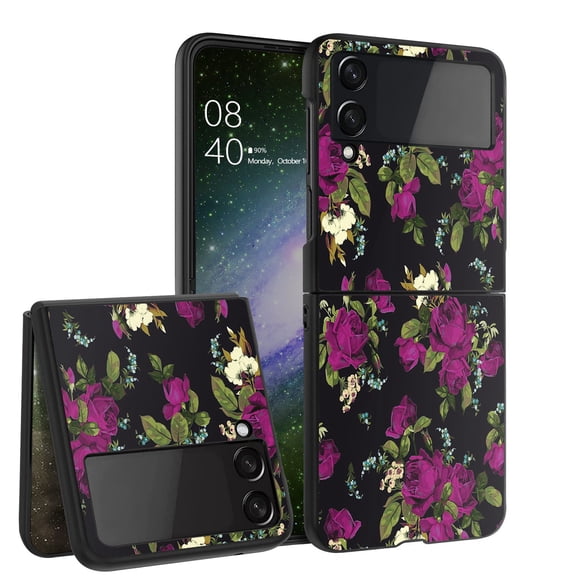 ANJ  Hard Protective Printed Case Cover Compatible with Samsung Galaxy Z Flip 4 - Enchanted Roses