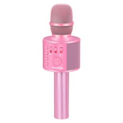 BONAOK Wireless Bluetooth Karaoke Microphone, Portable Handheld Mic Speaker Machine for Home Party Birthday All Smartphones (Q37 Pink)