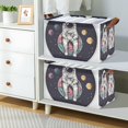 thumbnail image 2 of Yayeee Foldable Storage Basket for Shelves with Handles Waterproof Cloth Bins, Pink Astronaut Planet, 2 of 7