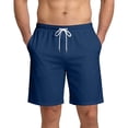 thumbnail image 4 of Mens Gym Shorts Lightweight Cotton Drawstring Casual Relaxed Fit Athletic Lounge Sweat Shorts 2026 Summer Dark Blue M, 4 of 5